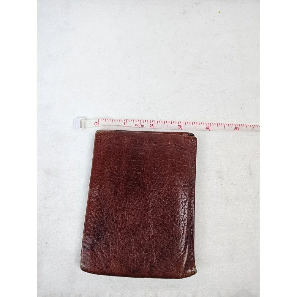 Vintage 80's Amity Brown Cowhide Leather Men's Bi-fold Billfold Wallet Money!